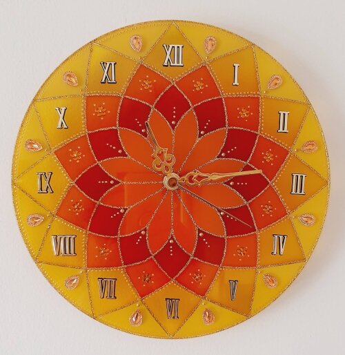 Relógio Amarelo e Laranja 30cm