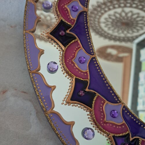 Mandala Decorativa Azul Bic e Azul Turquesa e Violeta 30cm