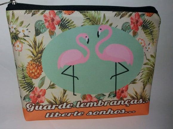 Bolsinhas Necessaire flamingos tropical