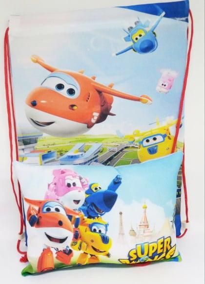 Kit mochilas + Almofadinha Super Wings 1