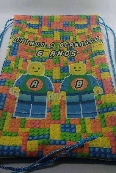 Kit Sacola + Necessaire + almofada lego