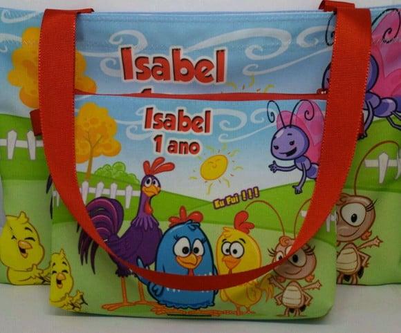 Kit Sacola + Necessaire Galinha Pintadin