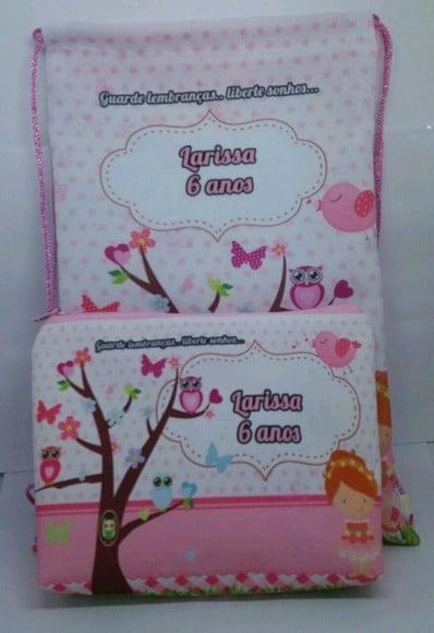 Kit Sacola + Necessaire Jardim encantado