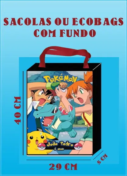 Ecobags ou sacolas com Fundo Pokemon