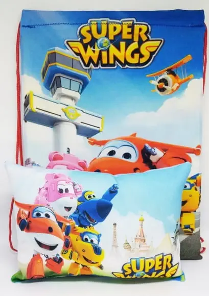 Kit mochilas + Almofadinha Super Wings 1
