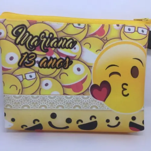 Kit Sacola + Necessaire Emoji + almofada