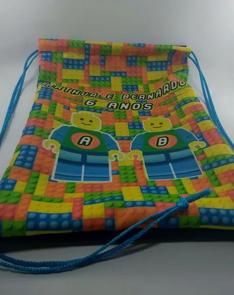 Kit Sacola + Necessaire + almofada lego