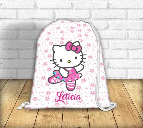 Mochilinha Saco Personalizada Hello Kitty