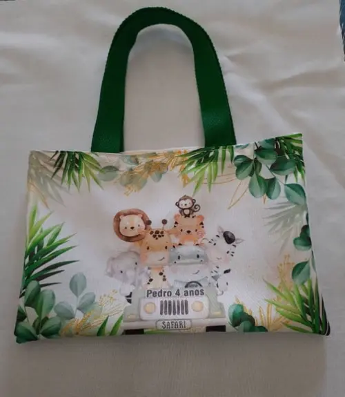 Sacolinhas Surpresa Personalizada de Tecido Tema Safari