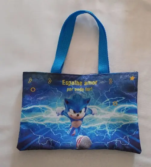 Sacolinhas Surpresa Personalizada de Tecido Tema Sonic