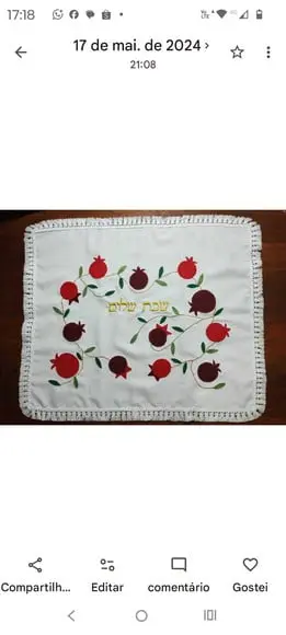 Toalha Decorada para Cobrir Bandeja -shabat