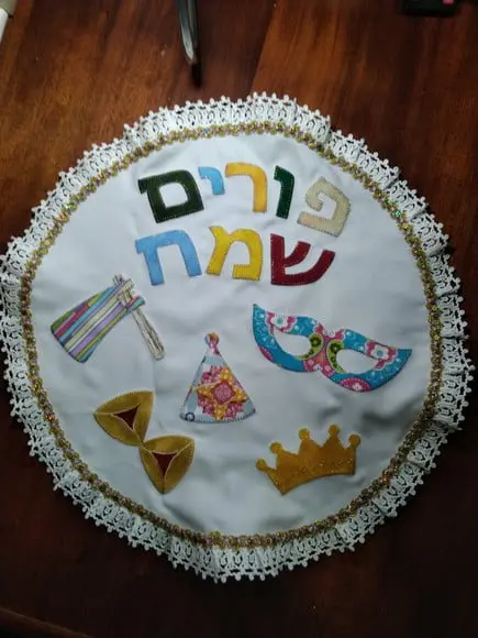 Toalha Decorada para Cobrir Bandeja - Purim