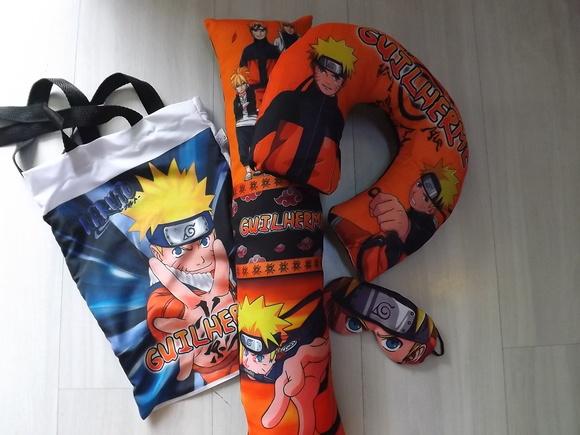 Kit Almofada para cinto de segurança e Kit Viagem Naruto