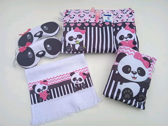 Kit Festa do Pijama Luxo Panda Listrado