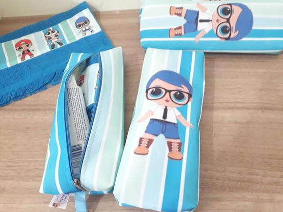 Kit Higiene estojo Lol Listrado Azul
