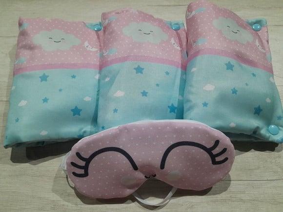 Kit Higiene Luxo Festa do Pijama Nuvem Rosa e Azul
