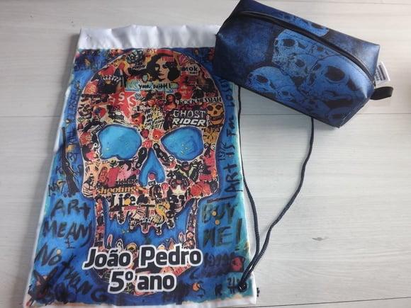 Kit Mochila e Estojo Caveira Mexicana