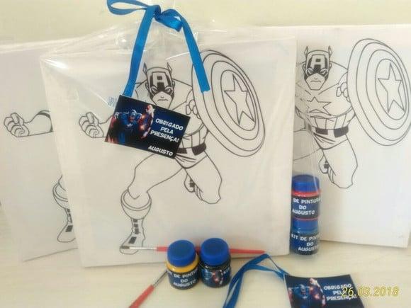Kit Tela de Pintura Guache Capitão América