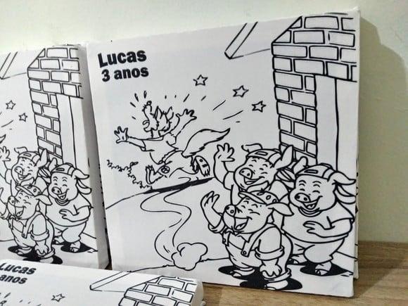 Kit Tela de Pintura Guache Os 3 porquinhos
