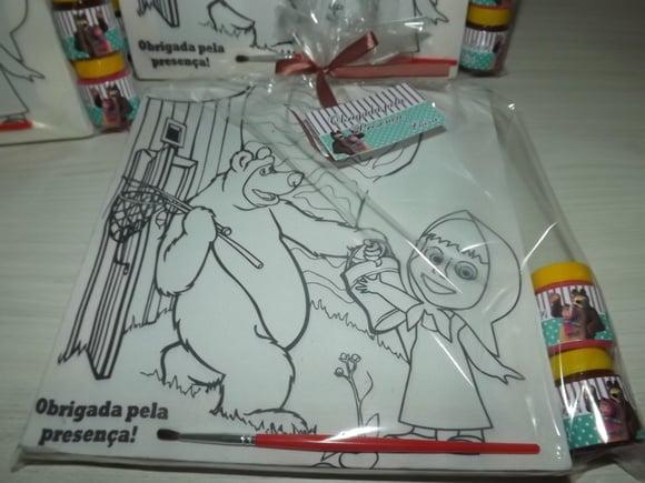 Kit Tela de Pintura Guache Urso e Menina