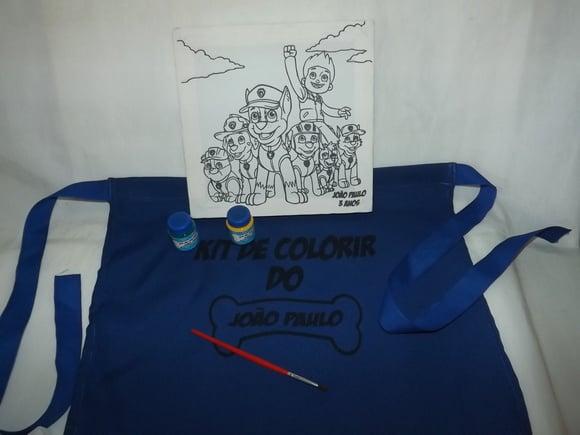 Kit Tela de Pintura Patrulha Canina Com Avental
