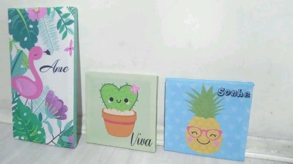 Trio de quadros Tropical