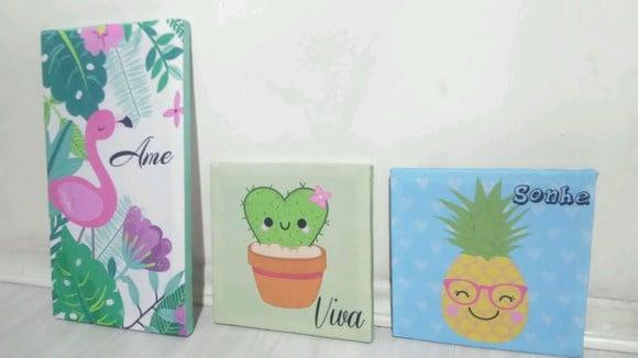 Trio de quadros Tropical