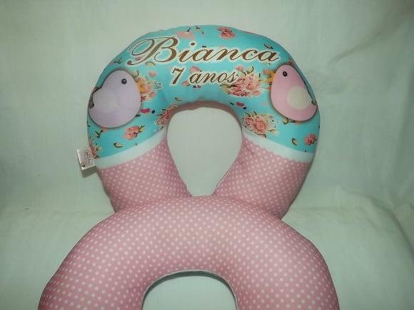 Almofada de pescoço Passarinho rosa vintage