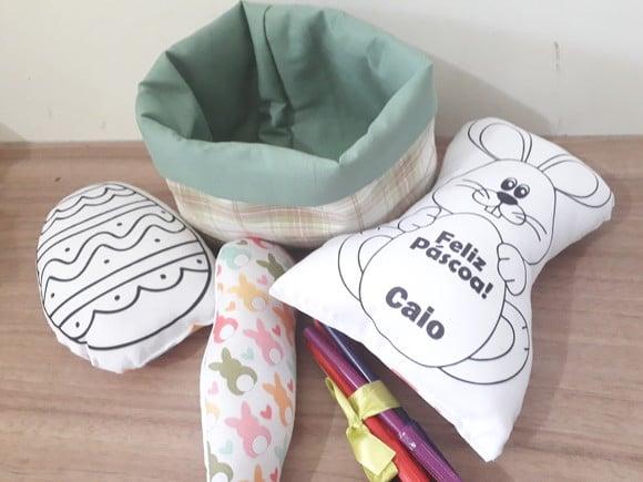 Coelho na Cestinha para Colorir Ovos