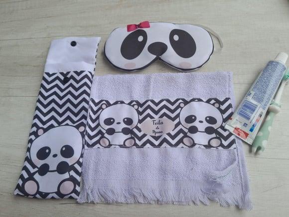 Kit Festa do Pijama Panda Chevron
