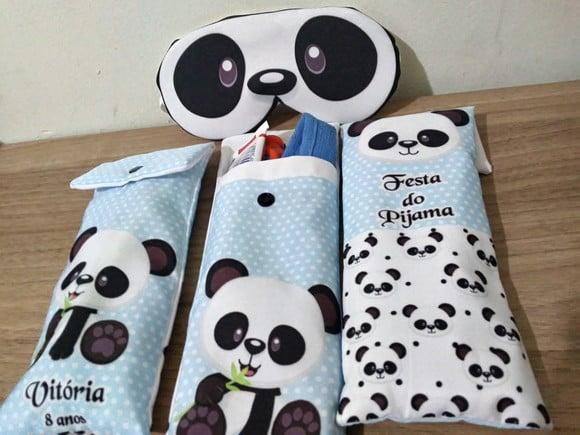 Kit Festa do Pijama Urso Panda Azul