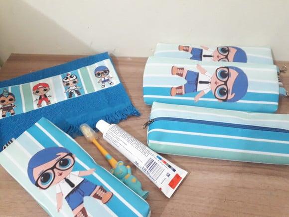 Kit Higiene estojo Lol Listrado Azul