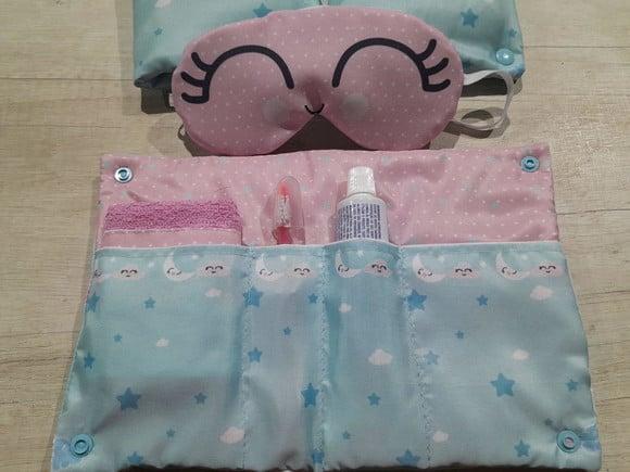 Kit Higiene Luxo Festa do Pijama Nuvem Rosa e Azul
