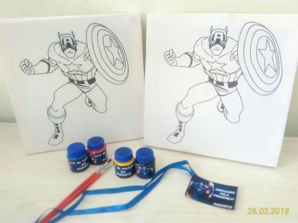 Kit Tela de Pintura Guache Capitão América
