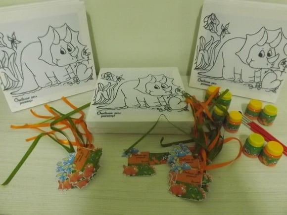 Kit Tela de Pintura Guache Dinossauro