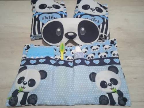 Kit Festa do Pijama Luxo Panda Azul