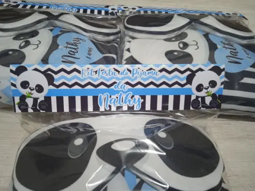 Kit Festa do Pijama Luxo Panda Azul