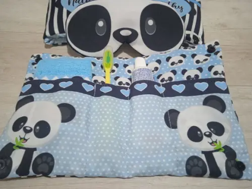 Kit Festa do Pijama Luxo Panda Azul