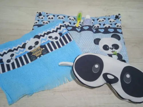 Kit Festa do Pijama Luxo Panda Azul