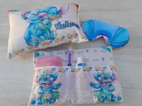 Kit Higiene Luxo Festa do Pijama com Almofada Stitch