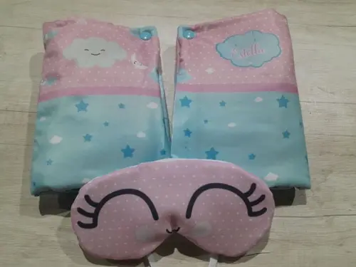 Kit Higiene Luxo Festa do Pijama Nuvem Rosa e Azul