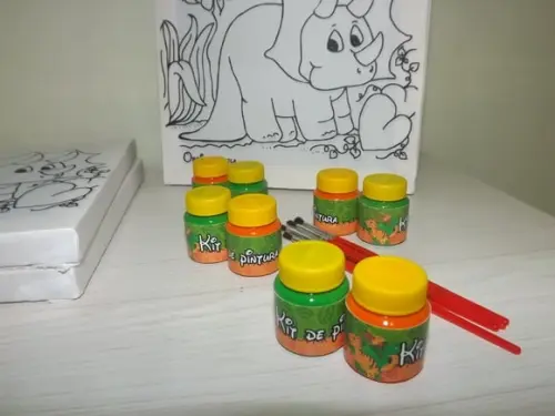 Kit Tela de Pintura Guache Dinossauro