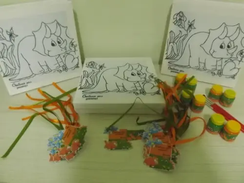 Kit Tela de Pintura Guache Dinossauro