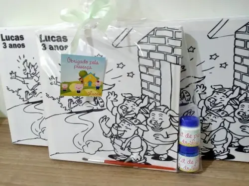 Kit Tela de Pintura Guache Os 3 porquinhos