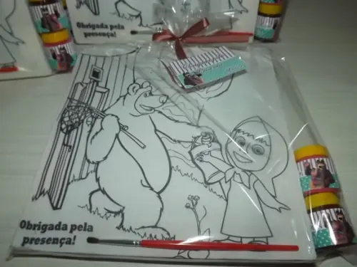 Kit Tela de Pintura Guache Urso e Menina