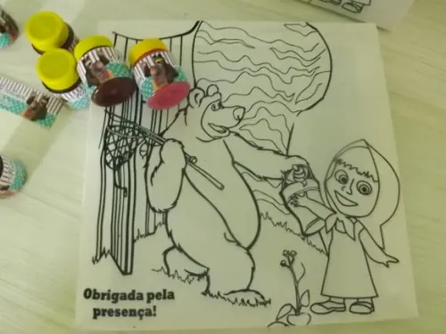 Kit Tela de Pintura Guache Urso e Menina