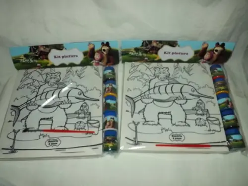 Kit Tela de Pintura Menina e Urso com Lapela