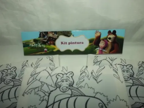 Kit Tela de Pintura Menina e Urso com Lapela