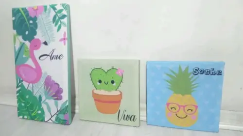 Trio de quadros Tropical