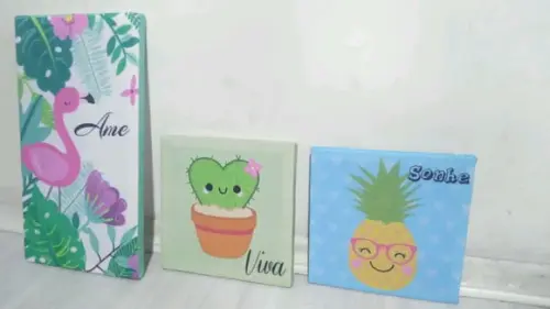 Trio de quadros Tropical
